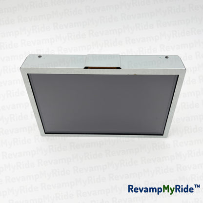 Rectangular metal box with a gray panel on a white textured background, featuring 'RevampMyRide' branding.