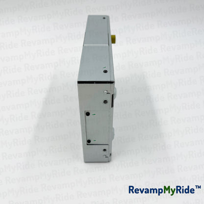 Metallic device on a white textured background with 'RevampMyRide' branding.