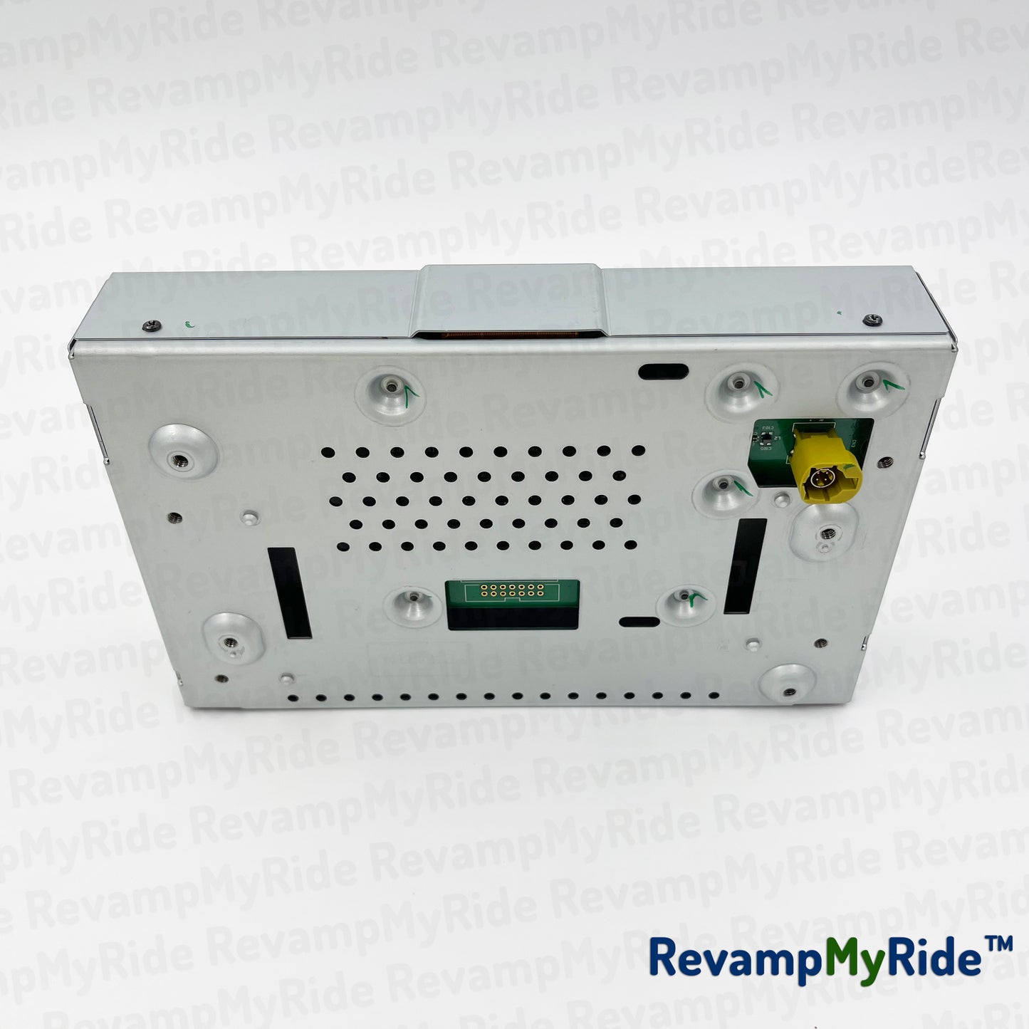 SYNC 3 touch screen with Metallic electronic component on a white background with 'RevampMyRide' branding.