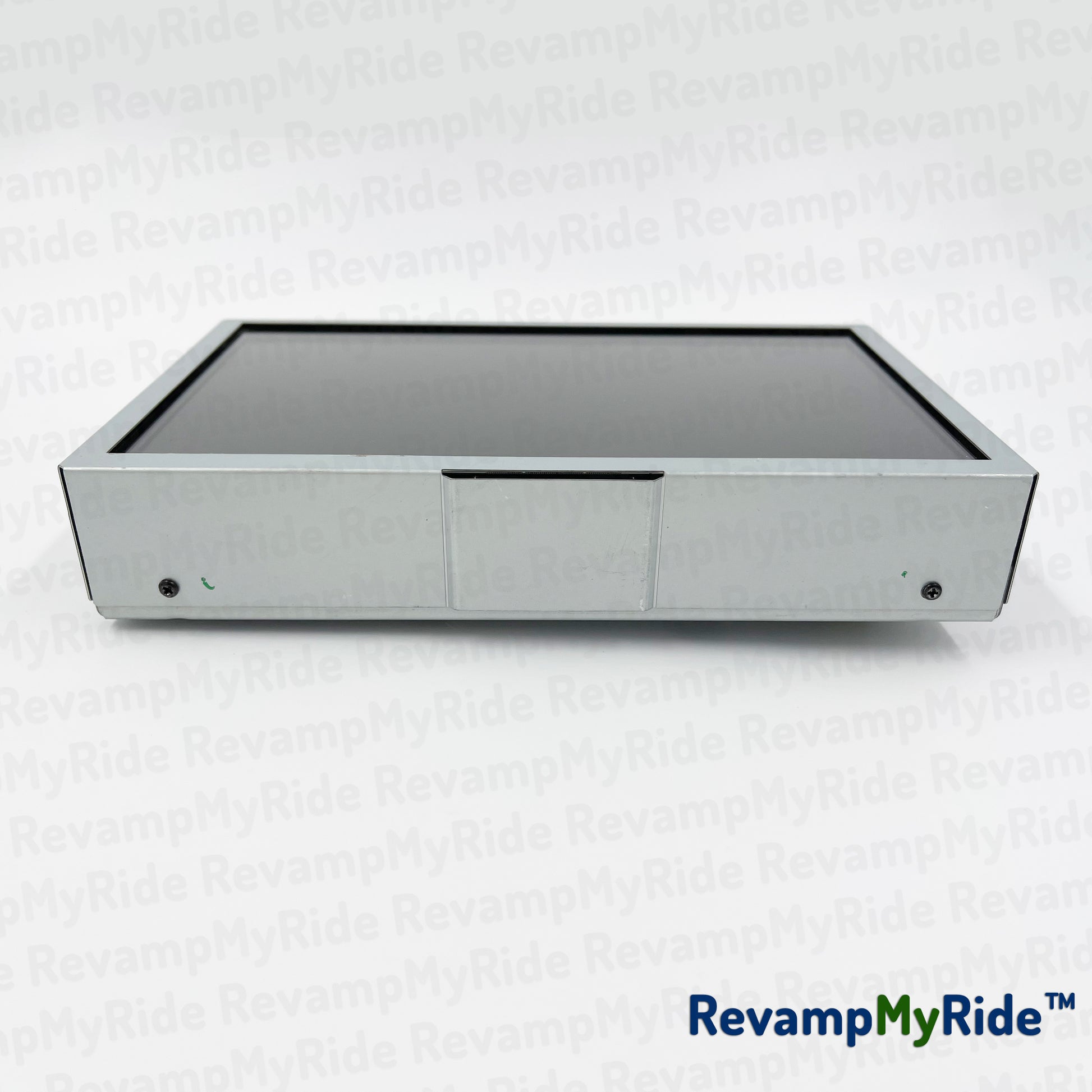 Metallic box with a reflective surface on a white background, featuring 'RevampMyRide' branding.