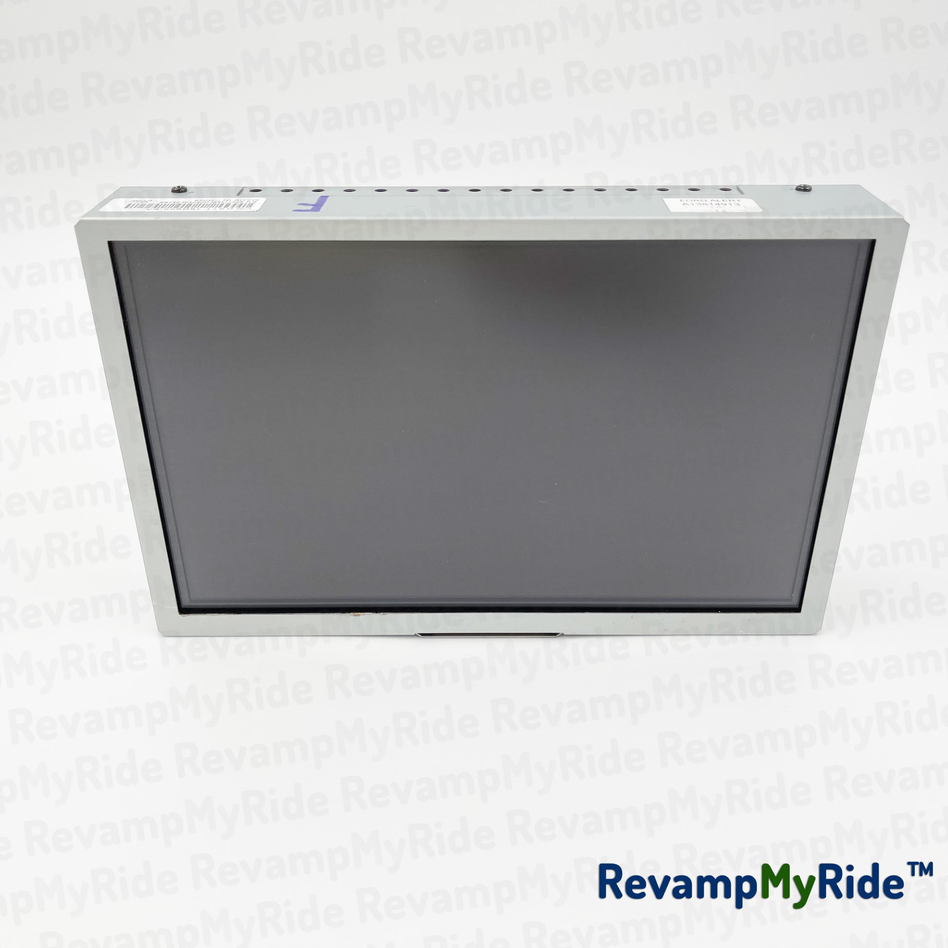 Rectangular metal object with a gray center on a white background, branded 'RevampMyRide'.